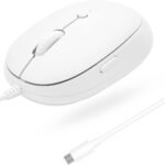USB C Wired Mouse for Mac with Back Button - Clean and Simple for Mac and PC - Plug and Play Type C Mouse for MacBook Pro/Air with 4 DPI Modes - White