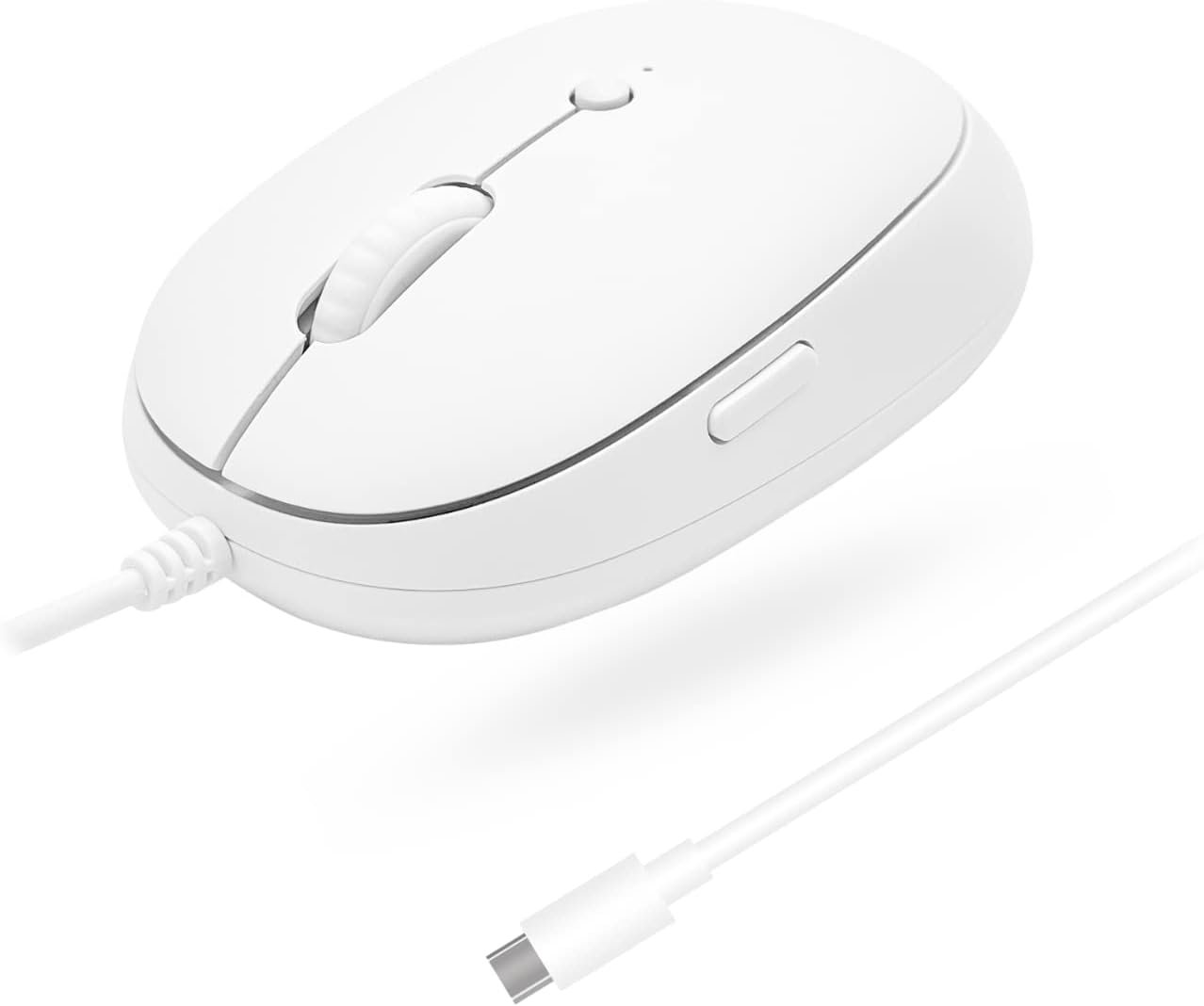41jGZi5cLmL._AC_SL1500_.jpg USB C Wired Mouse for Mac with Back Button - Clean and Simple for Mac and PC - Plug and Play Type C Mouse for MacBook Pro/Air with 4 DPI Modes - White - Image 1