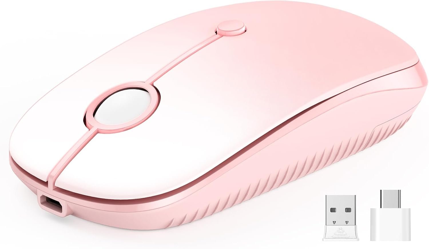 511X3l0aPoL._AC_SL1500_.jpg Wireless Mouse, USB C MacBook Wireless Mouse Dual Mode 2.4G Cordless Mice with USB and Type C Receiver Compatible with PC, Laptop, MacBook, ipad-Gradient Pink - Image 1