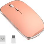 Wireless Mouse Chargeable Portable Silent USB and Type-C Dual Mode Wireless Mouse 3 Adjustable DPI for Laptop, Mac, Android, PC (Q23S Black) (Orange)