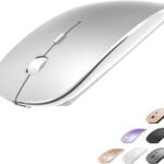 Rechargeable Bluetooth Mouse for MacBook/MacBook air/Pro/iPad, Wireless Mouse for Laptop/Notebook/pc/iPad/Chromebook (Silver)
