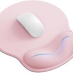 Mouse Pad with Wrist Rest for Desktop Large Ergonomic Mouse Mat(Light Pink) | 10.6''L x 9''W Size, Gel Wrist Support, Non-slip Base, Washable Surface, Laptop Mousepad
