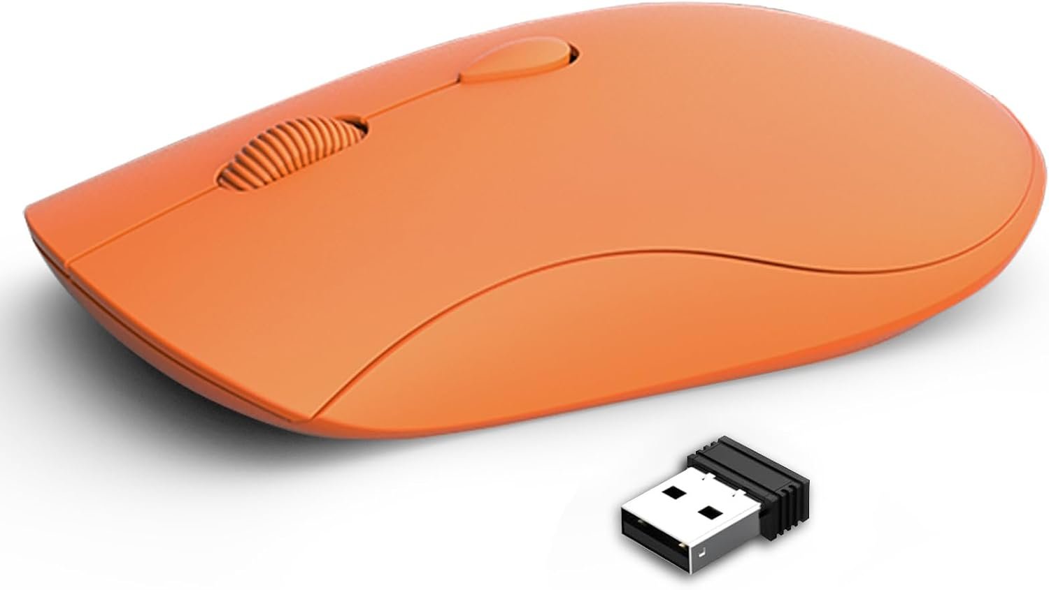51RddRYeZeL._AC_SL1500_.jpg Wireless Mouse for Chromebook, Laptop, PC, MacBook, Slim Portable Optical Computer Mouse with USB Mini Receiver, Quiet Click, 2400 DPI, 2.4GHz Cordless Silent Travel Mobile mice - Orange - Image 1