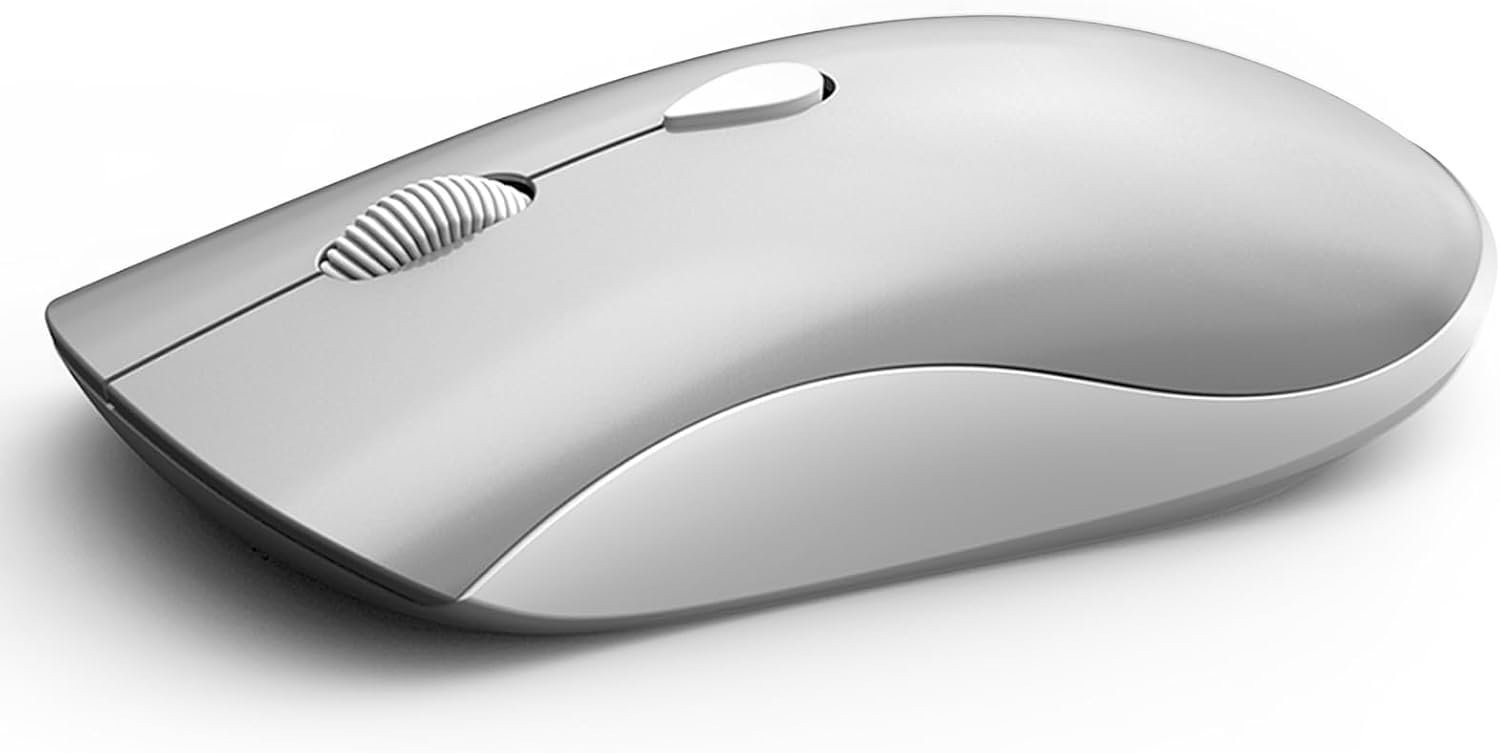 51WXa5SjfJL._AC_SL1500_.jpg Wireless Mouse, 2.4GHz Slim Portable Computer Mice with USB Nano Receiver, 2400 DPI, Quiet Clicks, USB Cordless Silent Computer Mouse for Laptop/Notebook/PC/Mac/Chromebook - White Silver - Image 1