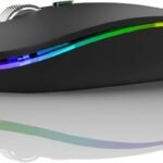 Wireless Bluetooth Mouse, LED Slim (Bluetooth 5.1/5.0 + USB) 2.4GHz Rechargeable Silent Bluetooth Wireless Mouse with Type C Adapter for Laptop/MacBook/iPad OS 13 and Above (Matte Black)