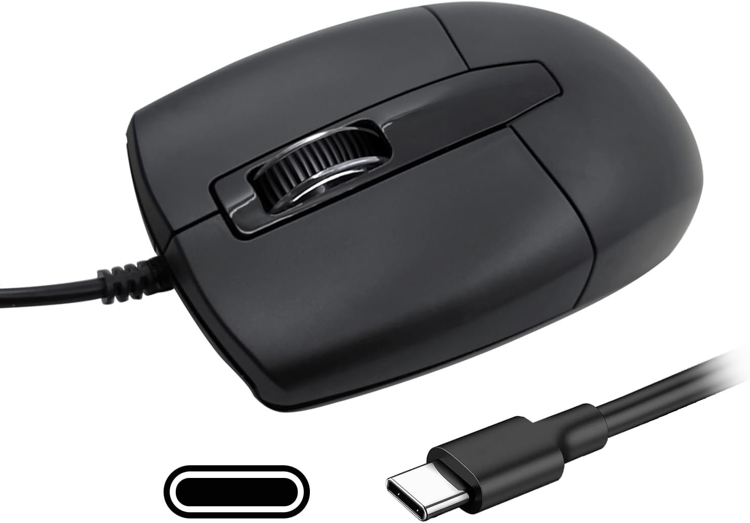 51kg8j7qiUL._AC_SL1500_.jpg USB C Wired Mouse, Type C Optical Mouse, Portable Silent Comfortable, for Laptop, Mac, MacBook, Android, PC - Image 1