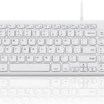 Wired Quiet USB Scissor Keyboard - 14.45x4.76x0.70 Inches - Compact Design with Number Pad - White - US English