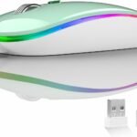 Wireless Mouse, Slim Rechargeable Wireless Silent Mouse, 2.4G Portable USB Optical Wireless Computer Mice with USB Receiver and Type C Adapter (Mint Green)