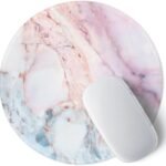 Marble Round Mouse Pad Pink Marble Customized Premium-Textured Washable Desktop Protection Mouse Mat with Non-Slip Rubber Base 7.87×7.87×0.12 inches, Pink Marble