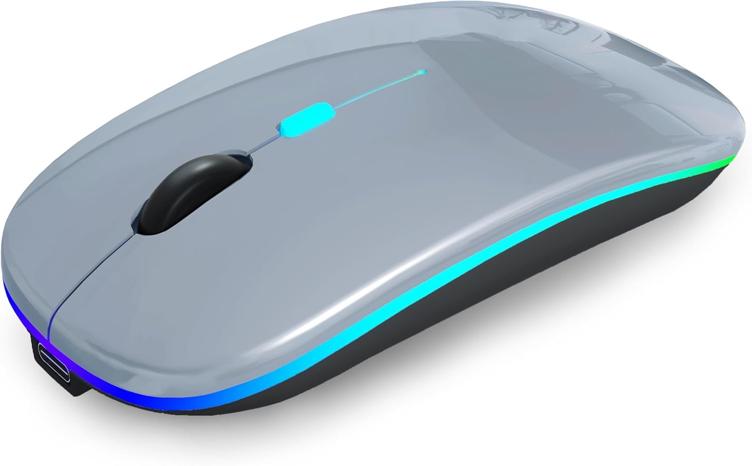 61uDgAHGaqL._AC_SL1500_.jpg Wireless Bluetooth Mouse Rechargeable Laptop Mice with LED Use Portable(BT5.2 and USB 2.4G) Dual Mode Connection Silent Slim Computer Mouse for Laptop/iPad Tablet/Apple MacBook/PC(Grey) - Image 1
