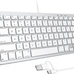Wired Keyboard for Mac with Dual Interface, Comfortable Typing Angle & Stable Connection, Compatible with MacBook, iMac, Mac Mini, PC-White