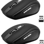 2 Pack Wireless Mouse, 2.4Ghz Wireless Mouse Computer Mouse1200,6 Buttons with  Receiver for Laptop,PC,Chromebook,Computer,Notebook,Office (Black)