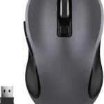 Wireless Mouse for Laptop, Ergonomic Computer Mouse with USB Receiver and Type-C Adapter, 3 Adjustable Levels DPI, 6 Button Cordless Wireless Mice (Grey)