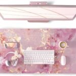 PU Leather Large Mouse Pad, Office Decor, 31.5" x 15.7", Rose Gold | Desk Décor Accessories, Extended Size, Waterproof & Easy to Clean, Smooth Surface, Non Slip Desk Organization