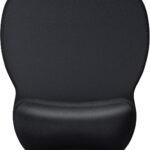 Ergonomic Mouse Pad with Gel Wrist Rest, 9.4 x 8.1 in, Black | Ergonomic Shape Design for Pain Relief, Cooling Feel Gel Cushioning for Wrist Comfort, Smooth Lycra Surface, Non-Slip PU Base