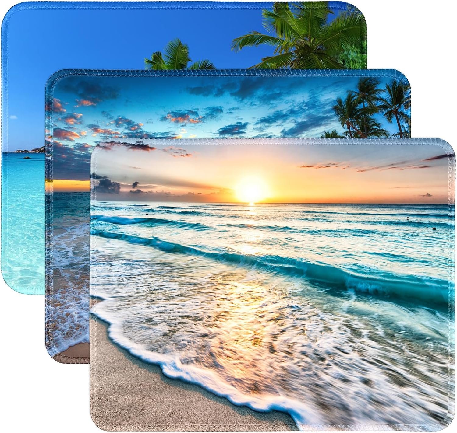 81SNBNkNXL._AC_SL1500_.jpg 3 Pack Small Mouse pad Beach Square Mouse Mat for Wireless Mouse Office Computer Mousepad for Desk Mat Laptop with Non-Slip Rubber Base (Sea) - Image 1