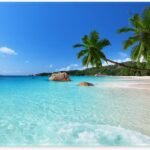 Mouse Pad, 12 x 10 in Summer Beach Theme Computer Mouse Pad for Desk, Premium-Textured Non-Slip Rubber Stitched Edges Waterproof Square Gaming Mouse Mat for Gaming Work Wireless Mice, Blue